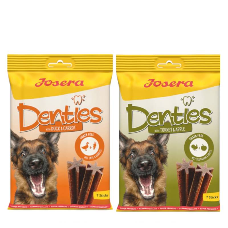 Kombi-Paket Josera Denties Snacks 12 x 180 g - 6 x Ente & Karotte + 6 x Truthahn & Apfel von Josera