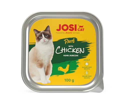 JosiCat Paté with Chicken (32 x 100 g) | Adult | Premium Nassfutter für ausgewachsene Katzen | Pastete mit Huhn | Vitamin D3 & E | getreidefrei | Powered by JOSERA | Katzenfutter nass | 32er Pack von JosiCat