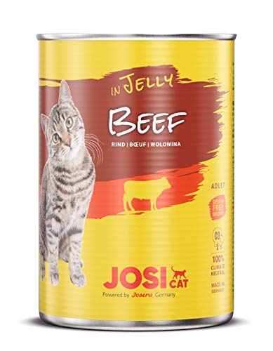 JosiCat Beef in Jelly (12 x 400 g) | Premium Nassfutter Gelee mit Rind | für ausgewachsene Katzen | Katzenfutter getreidefrei | powered by JOSERA von JosiCat