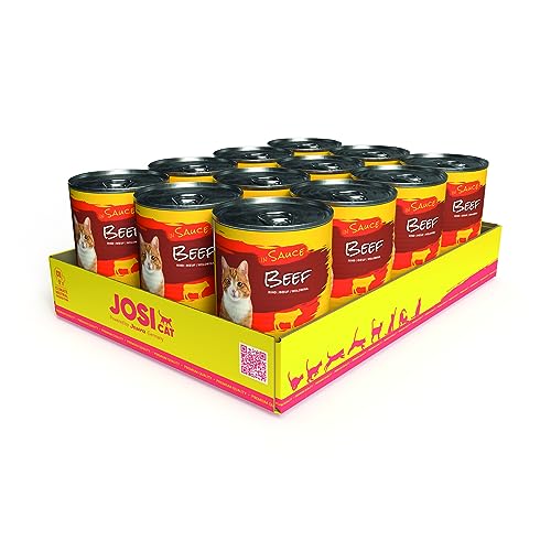 JosiCat Beef in Sauce (12 x 415 g) | Adult | Premium Nassfutter für ausgewachsene Katzen | Rind in Sauce | Vitamin D3 & E | Powered by JOSERA | Katzenfutter nass | Alleinfuttermittel | 12er Pack von JosiCat