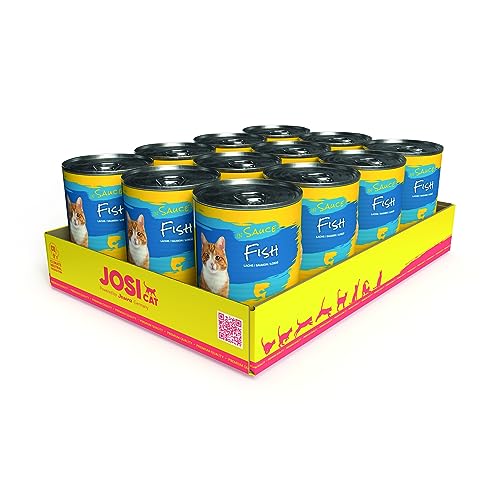 JosiCat Fish in Sauce (12 x 415 g) | Adult | Premium Nassfutter für ausgewachsene Katzen | Seelachs in Sauce | Vitamin D3 & E | Powered by JOSERA | Katzenfutter nass | Alleinfuttermittel | 12er Pack von JosiCat