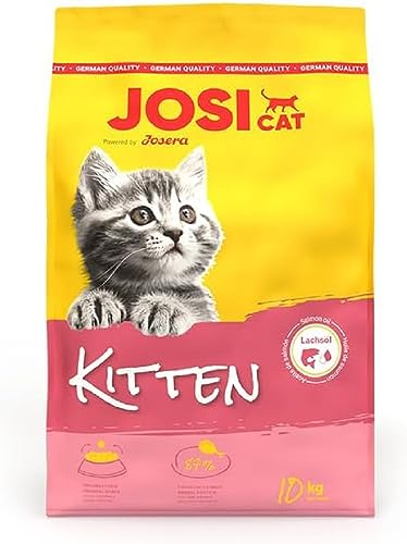 JosiCat Kitten (1 x 10 kg) | Junior | Premium Trockenfutter für wachsende sowie tragende & säugende Katzen | mit hohem Energiegehalt & wertvollem Lachsöl & Vitaminen | Powered by JOSERA | 1er Pack von JosiCat