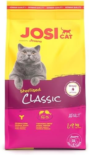 JosiCat Sterilised Classic (3 x 1,9 kg) | Adult | Premium Trockenfutter für kastrierte Katzen | mit wenig Fett und viel Protein | Powered by JOSERA | Katzenfutter | Alleinfuttermittel | 3er Pack von JosiCat