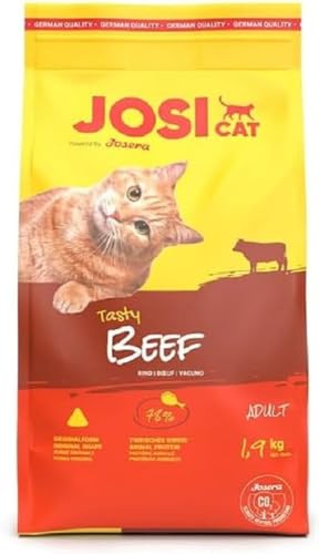 JosiCat Tasty Beef (1 x 1,9 kg) | Adult | Premium Trockenfutter für Katzen | mit herzhaftem Rind - sehr gut verträgliche Rezeptur | Powered by JOSERA | Katzenfutter | Alleinfuttermittel | 1er Pack von JosiCat