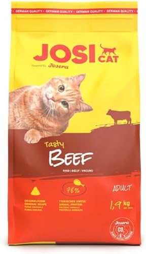 JosiCat Tasty Beef (3 x 1,9 kg) | Adult | Premium Trockenfutter für Katzen | mit herzhaftem Rind - sehr gut verträgliche Rezeptur | Powered by JOSERA | Katzenfutter | Alleinfuttermittel | 3er Pack von JosiCat