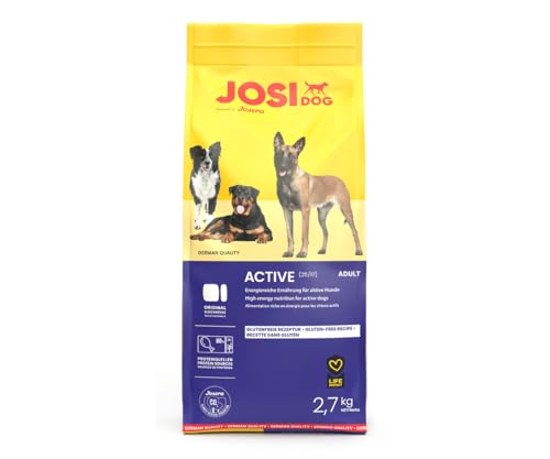 JosiDog Active (1 x 2,7 kg) | Adult | Premium Trockenfutter für ausgewachsene aktive Hunde | mit Geflügelfleisch verfeinert | glutenfrei | Powered by JOSERA | Hundefutter | Alleinfutter | 1er Pack von JosiDog