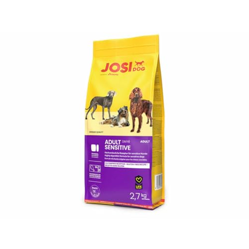 JosiDog Adult Sensitive (1 x 2,7 kg) | Adult | Premium Trockenfutter für empfindliche Hunde | besonders bekömmlich mit viel Geflügelprotein | glutenfrei | Powered by JOSERA | Hundefutter | 1er Pack von JosiDog