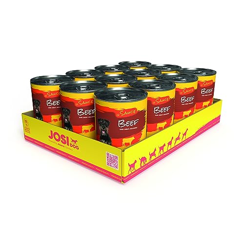 JosiDog Beef in Sauce (12 x 415 g) | Adult | Premium Nassfutter für ausgewachsene Hunde | mit Rind in Sauce mit Vitamin D3 & E | Powered by JOSERA | Hundefutter nass | Alleinfutter | 12er Pack von JosiDog