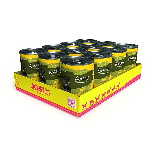 JosiDog Game in Sauce (12 x 415 g) | Adult | Premium Nassfutter für ausgewachsene Hunde | mit Wild in Sauce mit Vitamin D3 & E | Powered by JOSERA | Hundefutter nass | Alleinfutter | 12er Pack von JosiDog