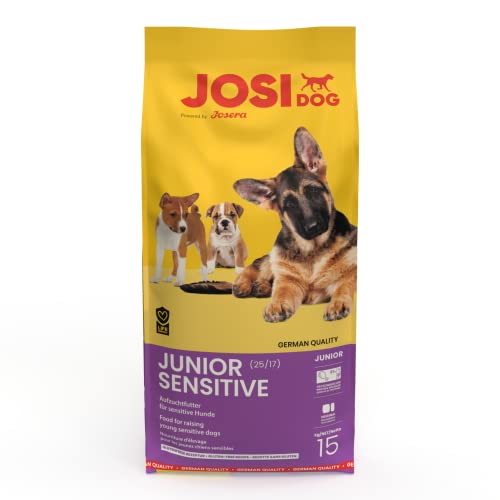 JosiDog Junior Sensitive (1 x 15 kg) | JUNIOR | Premium Trockenfutter für wachsende, Sensible Hunde | Welpenfutter ab der 8. Woche | gut verträglich | Powered by JOSERA | Hundefutter | 1er Pack von JosiDog