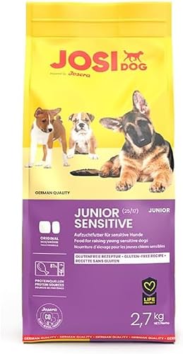 JosiDog Junior Sensitive (1 x 2,7 kg) | Welpenfutter für empfindliche Hunde ab der 8. Woche | gut verträglich | Premium Trockenfutter für wachsende, Sensible Hunde | Powered by JOSERA | 1er Pack von JosiDog