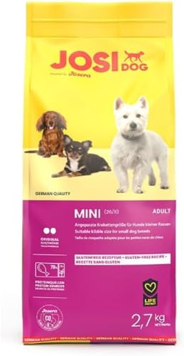 JosiDog Mini (1 x 2,7 kg) | Adult Mini | Premium Trockenfutter für ausgewachsene, kleine Hunde | mit hochwertigem Geflügelprotein | Extrakleine Kroketten| Powered by JOSERA | Hundefutter | 1er Pack von JosiDog