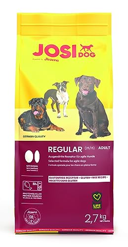 JosiDog Regular (1 x 2,7 kg) | Hundefutter für aktive Hunde mit leicht erhöhtem Energiebedarf | glutenfrei | Premium Trockenfutter für ausgewachsene & Agile Hunde | Powered by JOSERA | 1er Pack von JosiDog