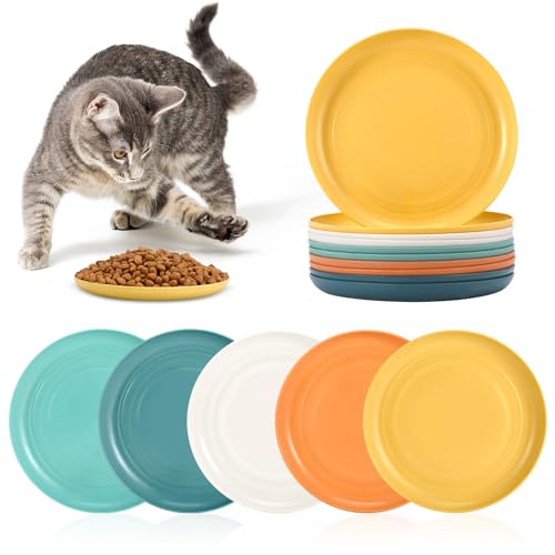 10 Stück Katzennapf Flach Futternapf Katze Flach 5.9 Zoll Runder Katzennäpfe Flach Bunt Katzenfutter Napfset Für Trockenfutter Und Nassfutter von Jostift