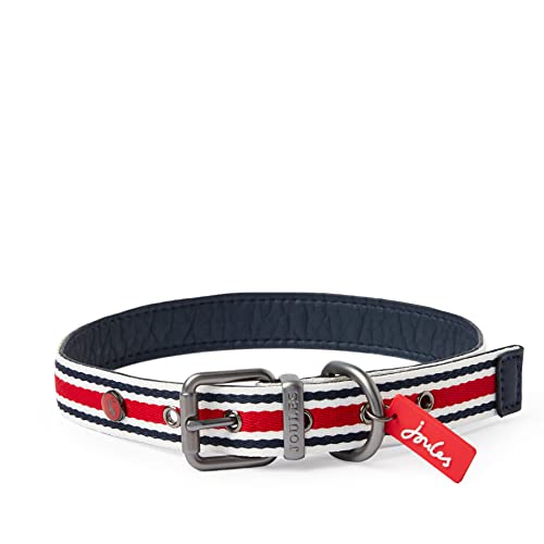 Rosewood Joules Coastal Hundehalsband, Nylon, gestreift, Größe L, Rot/Marineblau von Joules