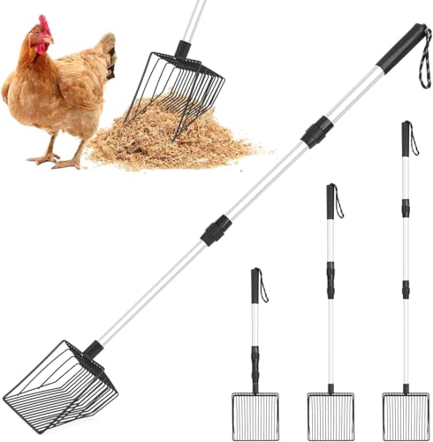 1pcs Hühnerstall Zubehör Chicken Poop Scooper einstellbare Hühnerschaufel für die Reinigung Siebschaufel für Hühnerstall Trennung von KOT und Schutt von Sand Hühnerstreu Schaufel Zubehör von Journdream