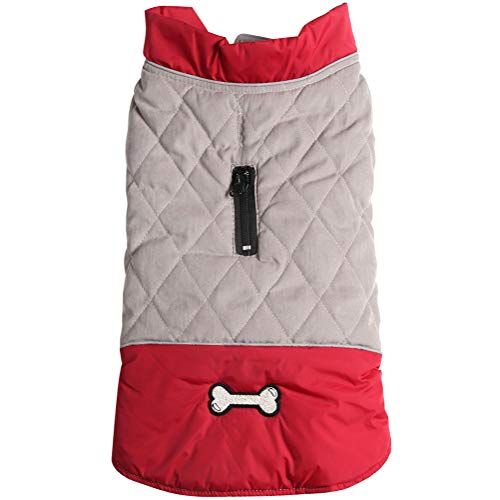 JoyDaog, Hundemantel für kleine Hunde, wendbar, wasserdicht, warme Hundejacke für den kalten Winter, Rot und Grau, Größe S von JoyDaog