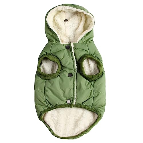 JoyDaog Warmes Fleece Hund Hoodie im Winter, große Hundejacke Hundemäntel mit Kapuze (Grün XXL) von JoyDaog