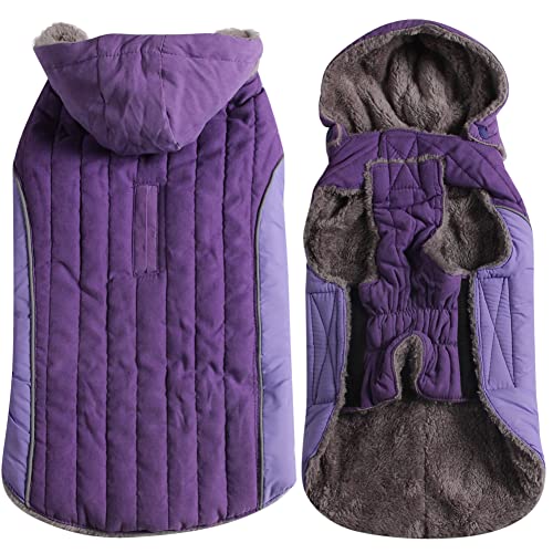 JoyDaog Fleece Hund Hoodie FüR Mittlere Hunde Jacke Warm FüR Kalte Winter HundemäNtel, Lila L von JoyDaog