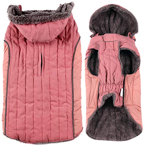 JoyDaog Fleece-Hunde-Kapuzenpullover für kleine Hunde, superwarme Welpenjacke für kalte Winterhunde, Größe S, Rosa von JoyDaog