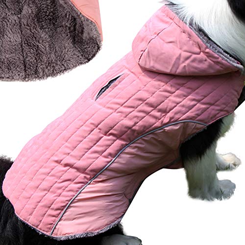 JoyDaog Fleece-Hunde-Kapuzenpullover für kleine und mittelgroße Hunde, superwarme Welpenjacke für kalte Winter-Hundemäntel, Pink, Größe M von JoyDaog