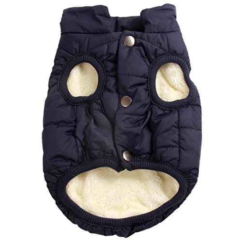 JoyDaog Hundejacke für den Winter und kaltes Wetter, 2-lagiges Fleece, warm, weich, Winddicht, für kleine Hunde, Blau, Größe S von JoyDaog