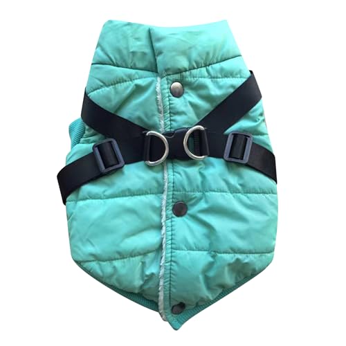 JoyDaog Hundejacke mit Geschirr, mit Fleece gefüttert, warmer Welpenmantel für den Winter, weich, winddicht, für kleine Hunde, Blau, Größe XS von JoyDaog