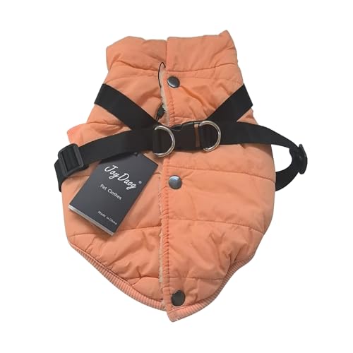 JoyDaog Hundejacke mit Geschirr, mit Fleece gefüttert, warmer Welpenmantel für den Winter, weich, winddicht, mittelgroße Hundeweste, Hellorange, Größe XL von JoyDaog