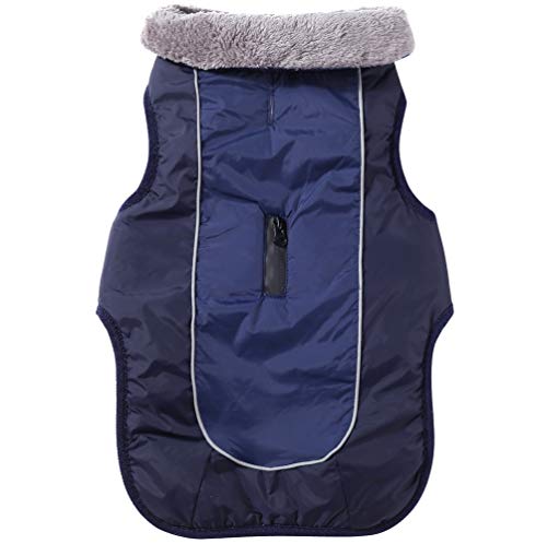 JoyDaog Hundemäntel mit Fleecekragen für kleine Hunde, wasserdichte, warme Welpenjacke aus Baumwolle für den kalten Winter, Blau XS von JoyDaog