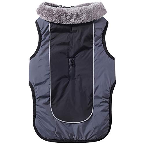 JoyDaog Hundemäntel mit Fleecekragen für kleine Hunde, wasserdichte, warme Welpenjacke aus Baumwolle für den kalten Winter, Schwarz XS von JoyDaog