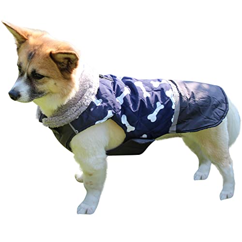 JoyDaog Wendbarer Hundemantel für extra große Hunde, aus Fleece, wasserdicht, warme Hundejacke für den kalten Winter, Blau, Größe XXXL von JoyDaog