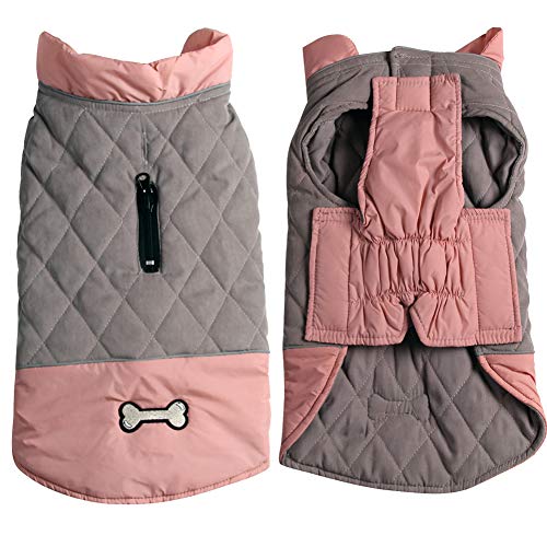 JoyDaog Hundemantel für Hunde, extra groß, wendbar, wasserdicht, warme Welpenjacke für den kalten Winter, Rosa und Grau, Größe XXXL von JoyDaog