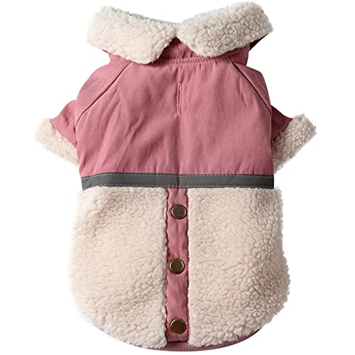 JoyDaog V-Kragen Hundemäntel für mittlere Hunde Fleece Futter Warme Hundejacke für kalten Winter, Rosa XL von JoyDaog