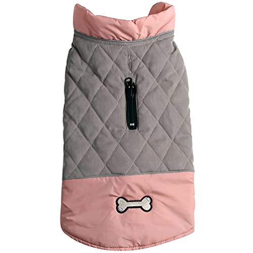 JoyDaog Hundemantel für kleine Hunde, wendbar, wasserdicht, warme Welpenjacke für den kalten Winter, Rosa und Grau, Größe S von JoyDaog