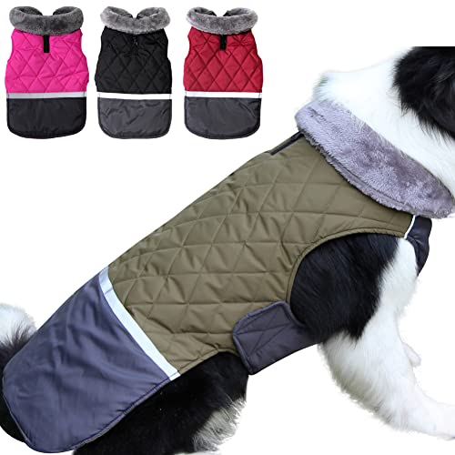 JoyDaog Wendbarer Hundemantel für extra große Hunde, aus Fleece, wasserdicht, warme Hundejacke für den kalten Winter, Grün, Größe XXXL von JoyDaog