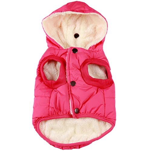 JoyDaog Warmes Fleece Hund Hoodie im Winter, kleine Hundejacke Welpe Mäntel mit Kapuze (Rosa S) von JoyDaog