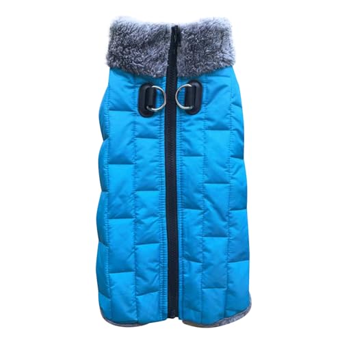 JoyDaog Warmer Fleece-Hundemantel mit strapazierfähigem Geschirr mit D-Ring, wasserdichte Hundejacke für große Hunde, Hundeweste für den kalten Winter, Hellblau, Größe XXL von JoyDaog