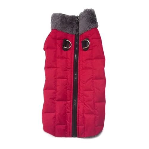 JoyDaog Warmer Fleece-Hundemantel mit strapazierfähigem Geschirr mit D-Ring, wasserdichte Hundejacke für große Hunde, Hundeweste für den kalten Winter, Rot, Größe XXXL von JoyDaog