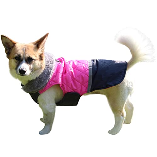 JoyDaog Wendbarer Hundemantel für extra große Hunde, aus Fleece, wasserdicht, warme Hundejacke für den kalten Winter, Dunkelrosa, Größe XXXL von JoyDaog