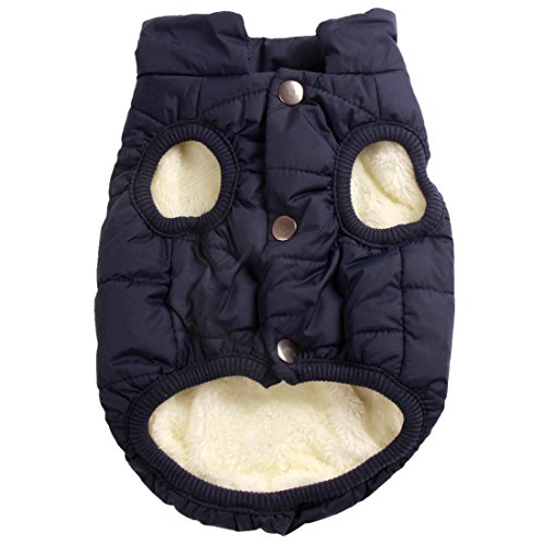 Mit Fleece gefütterte Hundejacke mit 2 Schichten von JoyDaog, sehr warm für den Winter und kaltes Wetter, extraweiche, winddichte Hundeweste(XS, blau) von JoyDaog