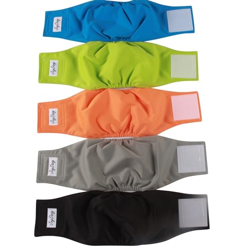 joydaog wiederverwendbar Bauch Bands für Hunde, (5 Pack) waschbar Hund Windeln Male Puppy Windeln Wrap by, XS, 5 Solid colors von JoyDaog