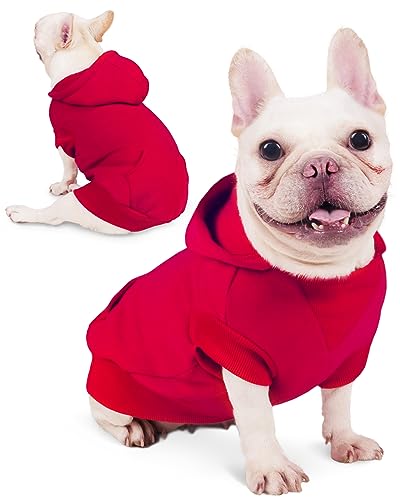 Joyahoo Hund Hoodie Französische Bulldogge Welpe Hundekleidung Warme Frenchie Hundekleidung Sweatshirt mit Tasche Kaltes Wetter Hund Hoodies für Kleine Hunde Französische Bulldogge Kleidung für Hunde von Joyahoo