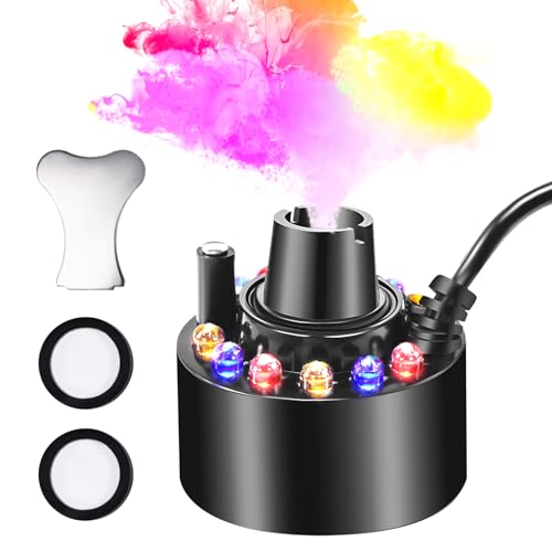 Joycabin Ultraschall Vernebler, Mini Nebelmaschine, 12 LED Lichtern Nebelhersteller, Mist Maker Wassernebler Fogger Luftbefeuchter für Halloween Springbrunnen Wasserspiel und Topflandschaft von Joycabin