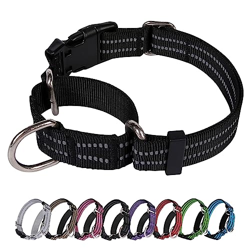 JOYEEIIOO Martingale Hundehalsband, verstellbares, mittelgroße und große Hunde. Verhindert das Herausrutschen. Hilft bei starken Abziehern, erhöht die Kontrolle. Schwarz S von Joyeeiioo