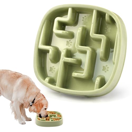 Joyfia Slow Feeder Dog Bowl, Anti-Choking Puzzle Feeding Bowl for Dry, Wet, Raw Food, Slow Down Eating, Prevents Overeating, Puppy Training, Maze Dog Dishes for Small Medium Breeds Cats Pets (Green) von Joyfia