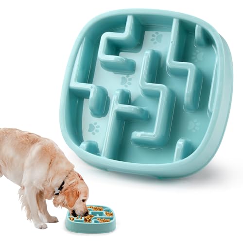 Joyfia Slow Feeder Dog Bowl, Anti-Choking Puzzle Feeding Bowl for Dry, Wet & Raw Food, Slow Down Eating, Prevents Overeating, Puppy Training, Maze Dog Dishes for Small Medium Breeds Cats Pets (Blue) von Joyfia