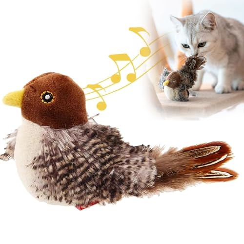 Joymy Zwitschernder Vogel Katzenspielzeug,Simulierter zwitschernder Vogel,Simulated Chirping Bird,Vogelspielzeug für Katzen, Interaktives Plüsch Katzenspielzeug von Joymy