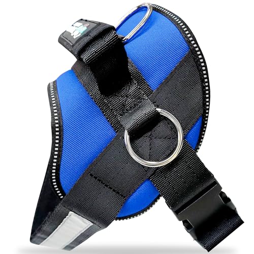 Joyride Basic Essential Hundegeschirr 1.0 für kleine, mittelgroße und große Hunde, Haustierweste ohne Ziehen, mit 3 seitlichen Ringen für die Platzierung der Leine, verstellbar für Training (Blue von Joyride Harness