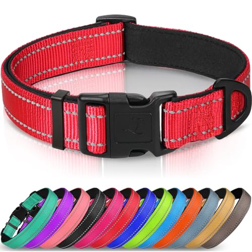 Joytale Halsband Hund, Reflektierend Hundehalsband Große Hunde, L, Rot von Joytale