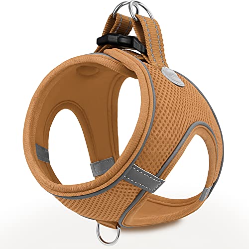 Joytale Hundegeschirr, Reflektierend Weich Gepolstert Hunde Geschirr, Air-Mesh Atmungsaktiv Brustgeschirr für Mittelgroße Hunde, XL, Khaki von Joytale